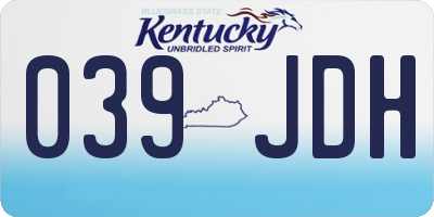 KY license plate 039JDH