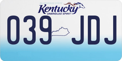 KY license plate 039JDJ
