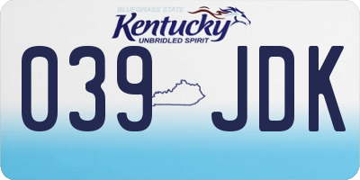 KY license plate 039JDK