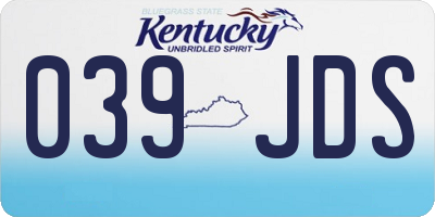 KY license plate 039JDS