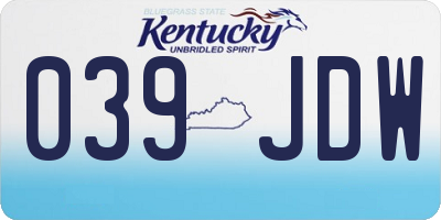 KY license plate 039JDW