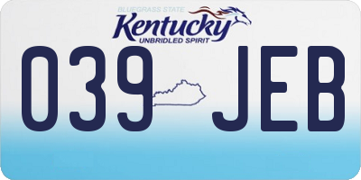 KY license plate 039JEB
