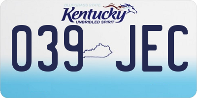 KY license plate 039JEC
