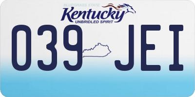 KY license plate 039JEI