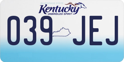 KY license plate 039JEJ