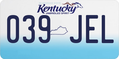 KY license plate 039JEL