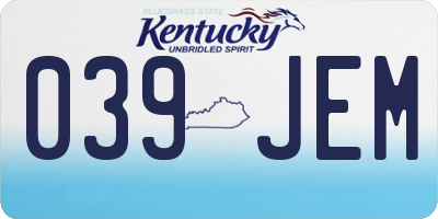 KY license plate 039JEM