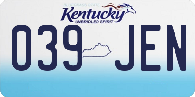 KY license plate 039JEN