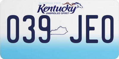 KY license plate 039JEO