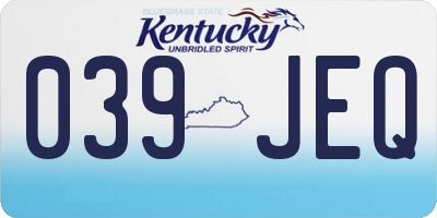 KY license plate 039JEQ