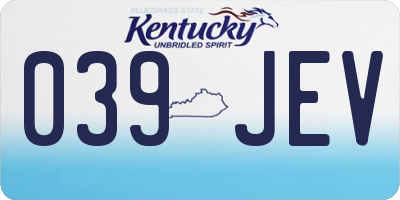 KY license plate 039JEV