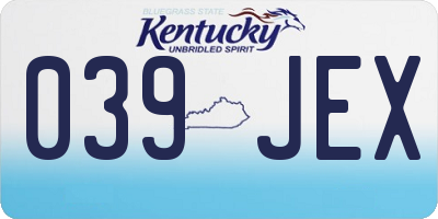 KY license plate 039JEX