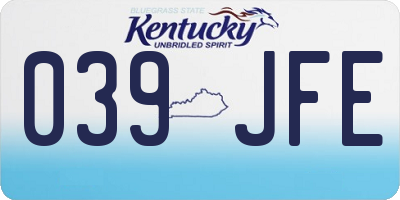 KY license plate 039JFE