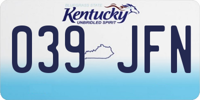 KY license plate 039JFN