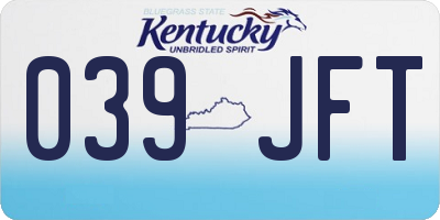 KY license plate 039JFT