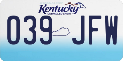 KY license plate 039JFW