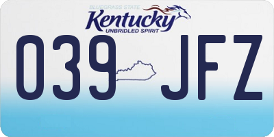 KY license plate 039JFZ
