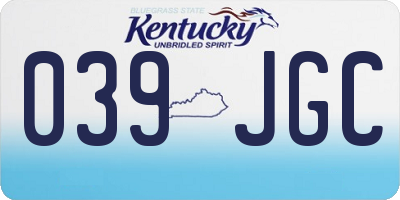 KY license plate 039JGC