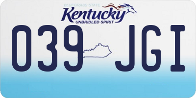 KY license plate 039JGI