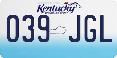 KY license plate 039JGL