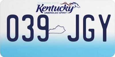 KY license plate 039JGY