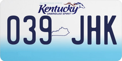 KY license plate 039JHK