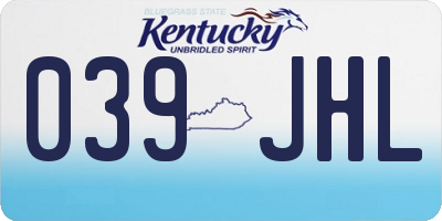 KY license plate 039JHL