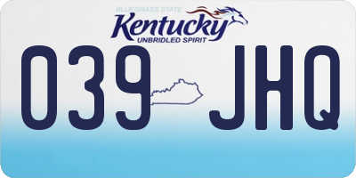 KY license plate 039JHQ