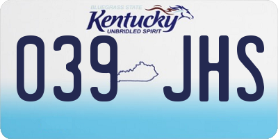 KY license plate 039JHS