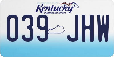 KY license plate 039JHW