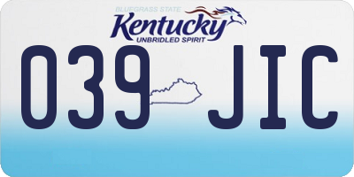 KY license plate 039JIC