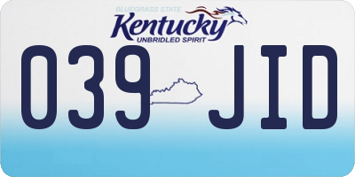 KY license plate 039JID
