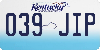 KY license plate 039JIP