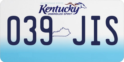 KY license plate 039JIS