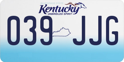 KY license plate 039JJG