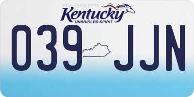 KY license plate 039JJN