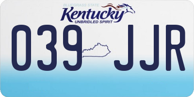 KY license plate 039JJR