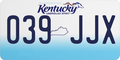 KY license plate 039JJX
