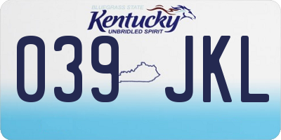 KY license plate 039JKL