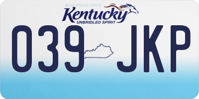 KY license plate 039JKP