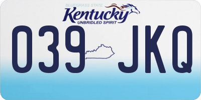 KY license plate 039JKQ