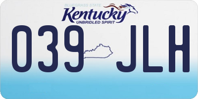 KY license plate 039JLH