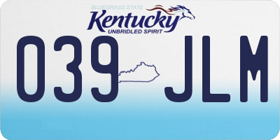 KY license plate 039JLM