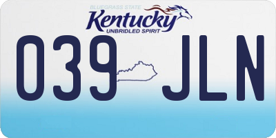 KY license plate 039JLN