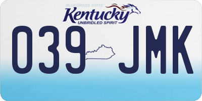 KY license plate 039JMK