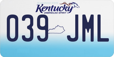 KY license plate 039JML