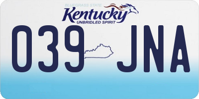 KY license plate 039JNA