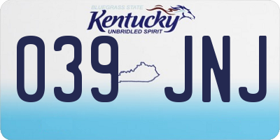 KY license plate 039JNJ