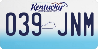 KY license plate 039JNM