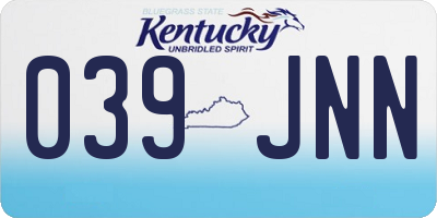 KY license plate 039JNN